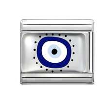 1pc Silvery Series Elegant Blue Eye Graphic Design, Luxurious Epoxy Resin Modular Necklace/Bracelet/Ring Jewelry Accessory, Suitable For Birthday, Anniversary Gifts (Single Piece, Unassembled)