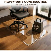 HeavyDuty Tempered Glass Chair Mat 31 X 48 Inch Large Office Floor Mat For Carpet Or Hardwood Floors 1/5 Thick With 12 AntiSlip Pads - Trong sáng - Xem 4