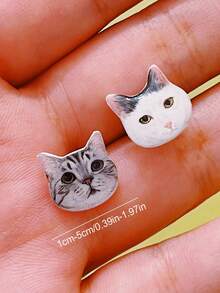 Customized Photo Earrings, Stainless Steel Personalized Engraved Cat/Dog Real Portrait Earrings For Women, Bohemian Style Pet Memorial Jewelry, Birthday Gift For Dog Mom, Pet Lover, Anniversary Gift, Unique Fashion Jewelry For Girlfriend, Suitable For Daily Wear, Party, Anniversary, Valentine's Day, Mother's Day, Wedding, Graduation, Christmas - Clear - View 5