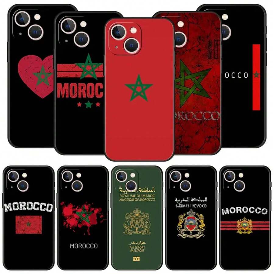 Morocco Flag Passport Phone Case Cover,Covercompatible With  Apple 14 13 Pro Max 12 11 Mini 7 8 Plus XR XS X SE 2020 Cover Shell Soft Coque Funda,Cover,Covercompatible With  17 Case,  17 Pro Case,  17 Pro Max Case - A11 - View 1