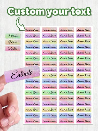 60pcs Customized Waterproof Name Stickers, Student Personalized Name Labels, Suitable For School, Daycare Supplies, Personalized Girls Labels, Rainbow Glitter Stickers, Kindergarten Labels, Size 1.5x4.5cm. As Back To School Student Gift, Can Be Stuck On Various Stationery And School Supplies, Suitable For Boys, Girls, Teenagers And Middle School Students.