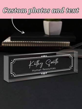 1 pieza Placa de escritorio de acrílico personalizada - Placa de escritorio grabada a medida para decoración de escritorio, señalización de RR.HH., marco desenchufado, regalo de graduación ideal para profesionales