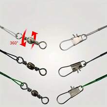 Steel Main Line 10/20 Cm Suitable For Catching Fish -4 Colors (Red/Silver/Black/Green) For Barracuda, Sea Bass, And Black Bass. Cut Resistant Fishing Set With Iron Plate And Rotating Sequins