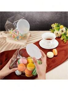 6pcs Hexagon Plastic Jars, Transparent Candy Jars, Plastic Cookie Jars With Airtight Lids, Reusable Wide Mouth Containers For Loose Coffee, Candy, Gifts And Storage