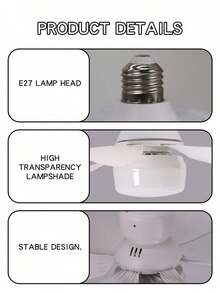 1 pieza Ventilador de techo multifuncional E26/E27 con control remoto - Luz de ventilador regulable, fácil instalación, adecuado para sala de estar, dormitorio, balcón, garaje - Ventilador de seis aspas, 30 W, cuadrado - Ver 8