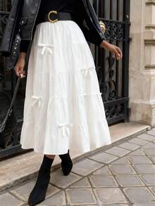 Luźna, elegancka spódnica w stylu vintage z wysokim stanem i dekoltem w kształcie litery A, dół damski