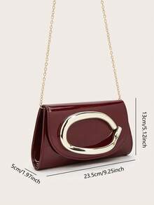 闪亮、耀眼、奢华、迷人、优雅、精致的大号漆皮女士手拿包、晚宴包、派对手提包，配有可拆卸链条肩带，适合婚礼、派对、舞会等场合，采用天鹅绒材质，时尚优雅，适合女孩、女士、大学生、年轻职业女性和上班族。 - 酒紅色 - 查看 8