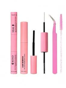 睫毛胶水及定型液、卸妆液、10毫升单根睫毛胶水及定型液、睫毛涂抹器、二合一簇状睫毛胶水及定型液、睫毛刷、簇状睫毛胶水、睫毛胶水、镊子、簇状睫毛胶水、睫毛胶水及定型液、睫毛胶水、簇状睫毛工具、睫毛嫁接工具、睫毛工具套装 - 粉色 - 查看 1