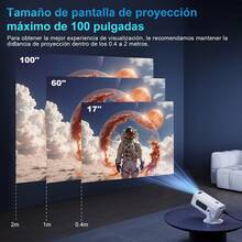 Carsapro Proyector 8k Portatil Hp330,Android 11 ,1G+8G Mini Proyector,8k Full Hd Profesional Proyector,LED Proyectores Para Celular Bluetooth Mirrorlink Usb Aux Wifi 2.4/5ghz,Proyector Inteligente , Reuniones Familiares, Camping, Oficina, Fiestas al Aire Libre. - Blanco - Ver 6