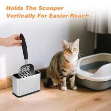 Universal Cat Litter Scoop Holder Stainless Steel Kitty Litter Scooper Caddy For Litter Box Durable Scoop Stand Metal Trash Container Suitable For Most Metal And Plastic Waste Scoops - 銀色 - 查看 5