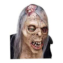 Mscara de zombi sangrienta con pelo, aterrador, muerto andante, espeluznante, de disfraces de Halloween, accesorios de decoracin de terror de ltex, disfraz de Halloween, accesorios de H - inicial - Ver 6