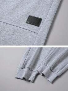 Men's Casual Elastic Waist Thermal Lined Tapered Pants, Autumn/Winter - Light Grey - View 5