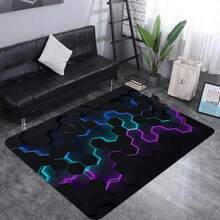 1 buc covor geometric în carouri, inspirat din tehnologie, covor iluminat reactiv UV, potrivit pentru jocuri, intrare, dormitor, living, covor imprimat, covor de baie, preș de ușă, decor cameră, covor living, decor de Crăciun