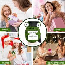 Adornos Tejidos - Muñeca Tejida con Tarjeta, Muñeca de Apoyo Emocional Creativa y Linda, Regalo para Amigos, Regalo de Cumpleaños, Decoración del Hogar Adornos Tejidos (Rana) - día - Ver 6