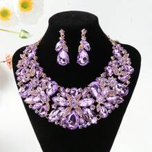 3PC Fashion Bride Fashion Heavy Craft Luxury Banquet Party Daily Elegant Women's Exquisite Jewelry Set - 10-2280 Màu tím - Xem 7
