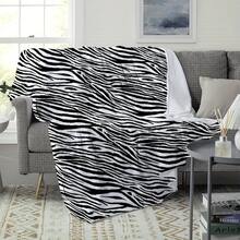 Thanksgiving Gifts  Contemporary Zebra Pattern Flannel Throw BlanketSoft, Warm, Knitted Digital Print   For Bed, Sofa, Travel, And Multipurpose Use, Machine Washable, All Seasons Perfect For Sofas, Travel, And Camping. Ideal For Naps, Trips, Home Decor, Daily Use, Office Decoration, Birthdays, Anniversaries, Valentine's Day, Thanksgiving, Christmas, Halloween, Mother's Day, Father's Day, Weddings, And New Year Gifts. An Ideal  Gift For Family, Friends, Friends, Fathers, Mothers, Partners, Daughters, Sons, Grandparents, Friends, Classmates, And Pets. Ideal For: Beds, Cars, Bedrooms, Living Rooms, Offices, Beaches, Wall Decor. Suitable For All Seasons. 280GSM Blanket With Modern Aesthetic Design And 2D Printing - 彩色 - 查看 5