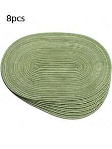 棉纱编织椭圆形餐垫 12x18 英寸，餐桌椭圆形餐巾，天然编织耐热桌垫，适合家庭聚会、婚礼派对（绿色） - 綠色 - 查看 10