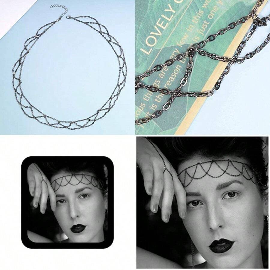 Boho Tassel Head Chain Layered Headband Head Chain Black Tassel Headpieces Headdress Festival Hair Headband Hair Accessory Jewelry For Women And Girls#SSDD B BJNHMJ