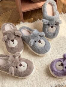 Damskie, jednokolorowe, swobodne, pluszowe kapcie wsuwane z futerkowym wykończeniem, wygodne, domowe ubranie na jesień/zimę