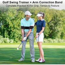 Training Aids, Grip Training Aid Swing Trainer With 1 Arm Posture Correction Band And 1 Telescopic Simulator, Practice Accessories Beginners And Pros - Màu xanh lam - Xem 3