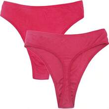High Waisted Cotton Thongs For Women, Breathable Plus Size Multipack - 黑色*1 紅色*1 裸色*1 深藍色*1 咖啡*1 灰色*1 - 查看 11