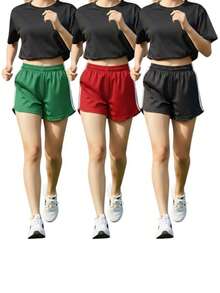 Kit With 3 Dry Fit Training/Running Shorts - 紅/綠/黑 - 查看 2