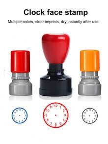 1个30毫米学生时钟印章，时间戳，教师教学时钟工具，手持日期印章，圆形时钟印章（含墨水） - 鐘錶印章帶油墨 - 查看 1