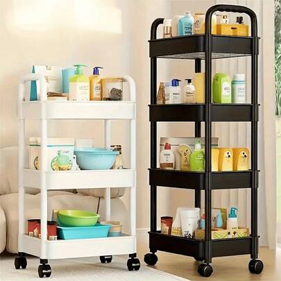 Xe đẩy lưu trữ 5 tầng, ống dày, hộp lưu trữ chắc chắn chịu tải tốt, xe đẩy lưu trữ có bánh xe, xoay 360 độ, bằng nhựa, khả năng chịu tải mạnh, thích hợp để trang trí ngày lễ, phòng ngủ, nhà bếp và phòng tắm.