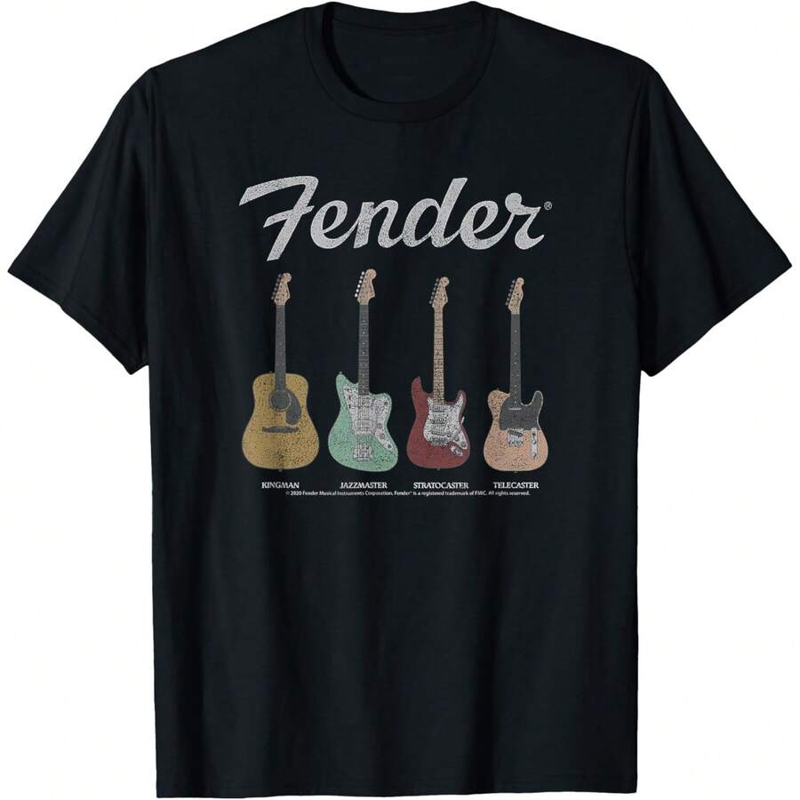 Fenders Vintage Guitar Lineup T-Shirt - 黑色 - 查看 1