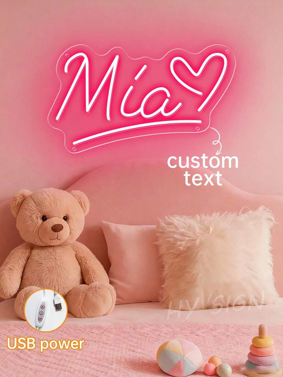 定制圣诞霓虹灯标志装饰家居，USB LED 霓虹灯名称标志个性化节日圣诞礼物婚礼装饰。