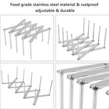 1-Pack Stainless Steel Telescopic Racks, Multi-Purpose Expandable Organizer For Dishes, Bowls, Utensils, Cutlery, Scoops, And Tableware Storage
