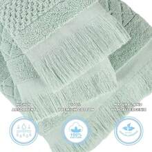 Cotton 3 Piece Towel Set Quick Dry Bathroom Entials Shower Spa Luxury Plush Soft Absorbent Towels Includes 1 Bath 1 Hand 1 Washcloth/Face Towel Rolla Collection Sage