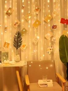 1 300/200/100 LED Vorhang Lichterkette, Fairy Light Streifen mit Fernbedienung, 8 Modi 298,7*298,7/201/100 cm Vorhang Licht, USB-betriebene LED Vorhang Lichterkette, praktische USB-Verbindung, Metall Vorhang Lichterkette Aufhängevorrichtung, Helligkeit im Schlafbereich