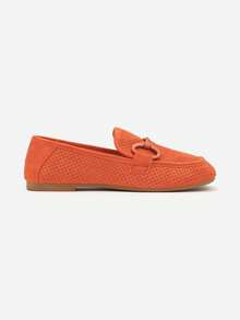 Mocassins perforés doux avec détail de boucle - Chaussures d'été casual pour femmes - Orange - Voir 3