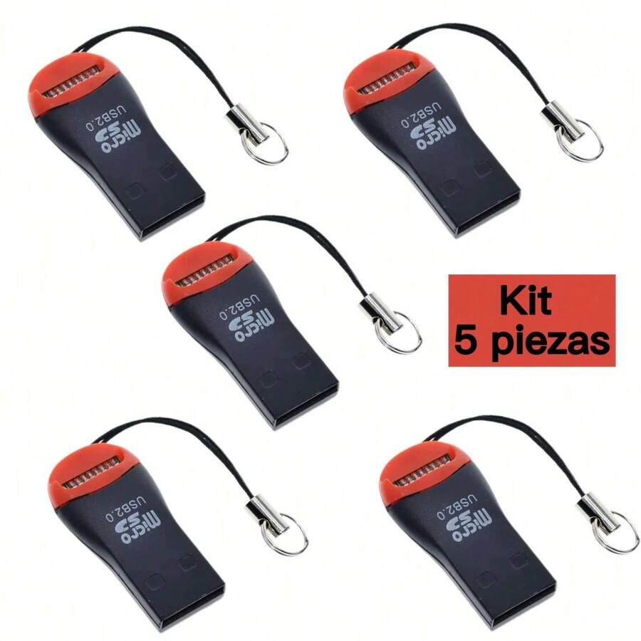 5 Pack Mini Micro SD Card Reader Compact Portable Design Ideal For Data Transfer, Universal Compatibility, Durable Quality And Easy To Use - Black - View 1