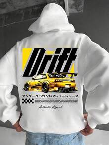 Áo Hoodie Nam Krometka, Bộ sưu tập Thu/Đông mới | Áo nỉ có mũ in hình xe đua đường phố màu đen, đa năng. - trắng - Xem 3