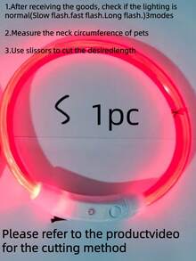 1 pieza Collar de mascota LED recargable de PVC, 3 modos de iluminación, visible por la noche para la de la mascota, adecuado para perros y gatos pequeños a grandes, collar festivo, longitud ajustable. Confirme que el tamaño del producto sea adecuado para el peso de su mascota para evitar daños.