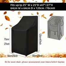 1pc 210D Oxford Cloth Stacking Chair Cover - Black, Outdoor Garden And Patio Furniture Protector, Cover Only - Black - View 5