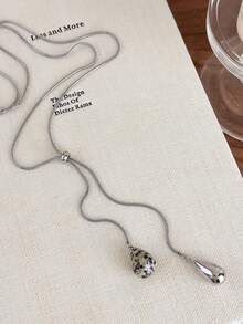 1 件秋冬虎眼石水滴吊坠项链，2025 年新款奢华简约设计长款毛衣链配饰