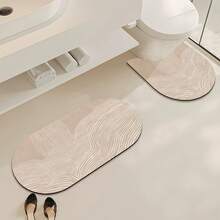 1/3片装浴室防滑吸水垫，驼色线条硅胶垫，复古图案浴室垫，U型马桶垫，浴室洗手池吸水脚垫，2.5毫米厚圣诞装饰厨房地毯