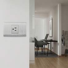 Tomacorriente de una sola banda, tomacorriente de tres clavijas, blanco, negro y plateado - Plateado - Ver 3