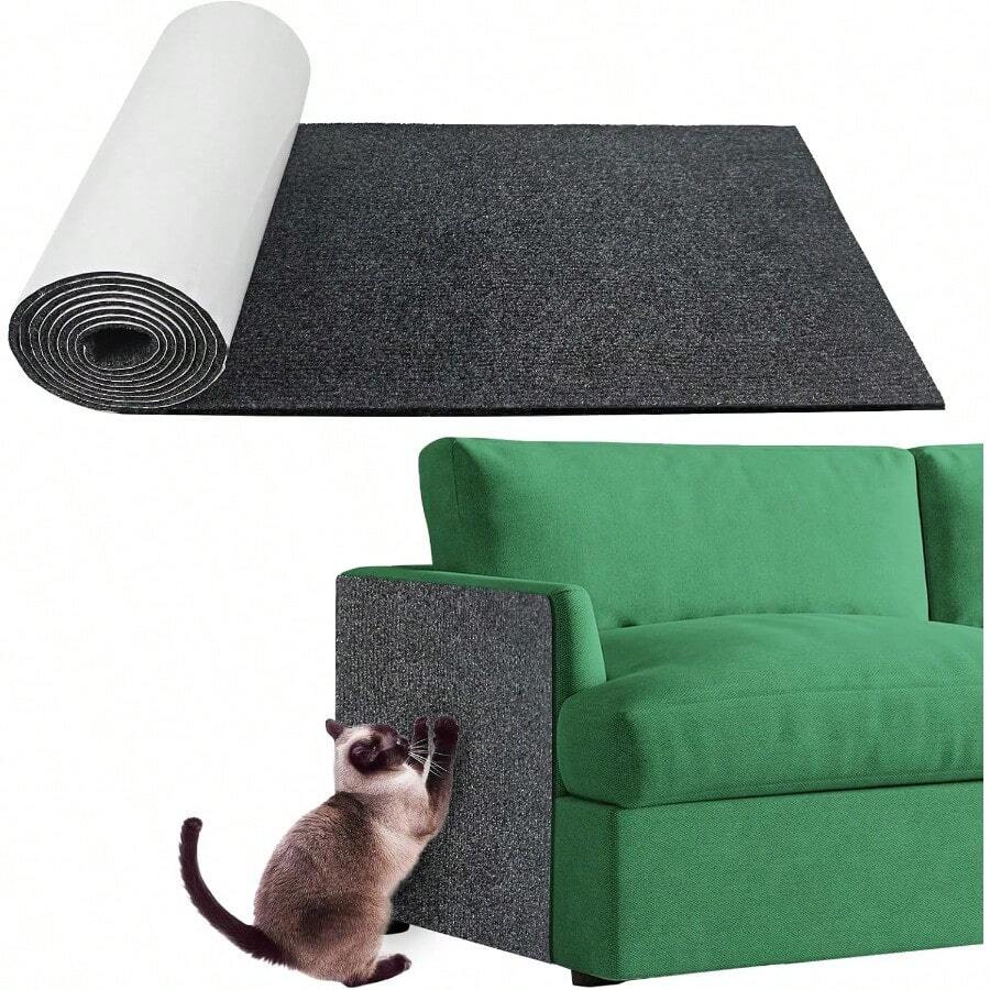 Protector de sofá contra las garras de gato de 40"X16", juego de alfombra rascadora para gatos, protector de muebles recortable, reemplazo de poste rascador para árbol de gato, sofá, esquina y pared, color gris oscuro - 40 pulgadas x 16 pulgadas - Ver 1