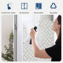Frosted Window Privacy Film - Non Adhesive Static Cling Glass Stickers Sun UV Blocking Heat Control Door Covering Decals For Home Office - Multicolor - View 27