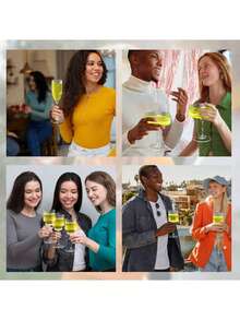 6 oz Copas de champán, paquete de 6 - Transparentes reutilizables, ideales para reuniones familiares, bodas y fiestas. También perfectas para disfrutar del champán, mojitos, vino espumoso y cócteles en fiestas navideñas. - Multicolor - Ver 8