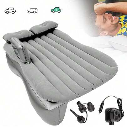 1 X Inflatable Travel Mattress (Includes Separate Base, Air Pump, Car Adapter, Three-Way Air Nozzle, 2 Pillowcases, 2 Repair Kits, Glue, And Storage Bag) – Perfect For Camping, Traveling, And Car Trips.