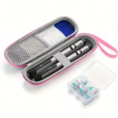 1 Insulated Box With Cold Chain - Portable Insulated Box With Zipper Compartments And Shock-Absorbing Lining, Medical Refrigerator For Storing Diabetes, Insulin, Vaccines And Medicines - Suitable For Travel, Home Or Outdoor Use - Durable VA/VPS Material, Compact Leak-Proof Design, Black Handle Combined With Pen Bag Mesh Pocket - Suitable For Diabetes Patients And Medical Use, Customizable Insulin Pen Cooling Travel Bag, Constant Temperature Medicine Bagg