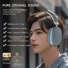 Auriculares inalámbricos, llamadas HD, graves HIFI, batería de larga duración, larga espera, adecuado para deportes, correr, saltar a la cuerda, apariencia de alta gama, compatible con teléfonos inteligentes, baja latencia HIFI, cómodo, enchapado exquisito, regalo de alta gama, giratorio, portátil, cancelación de ruido pasiva, regalo de juegos genial para niñas y niños