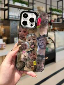 Expression 1pc Monkey Pattern Design TPU Soft Edge Phone Case Compatible With Iphone13/15/14/13/12/11/16/Galaxy/Redmi/OPPO/VIVO/INFINIX, Interesting Puzzle Waterproof Shockproof Anti-Fall Scratch Resistant - Kiểu 2 (1 chiếc) - Xem 2