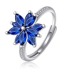 1pc Elegant 925 Sterling Silver Zirconia Flower Shaped Women's Rotatable Colorful Opal Adjustable Ring, Luxury Gift For Family, Friends, Christmas, Halloween, Valentine's Day, Birthday