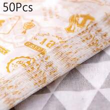 50 Packaging Square Wax Paper For Food, Grease-Proof Sandwich Wrapping Paper, Elegant Food Basket Liners For Parties, Festivals And Outdoor Use